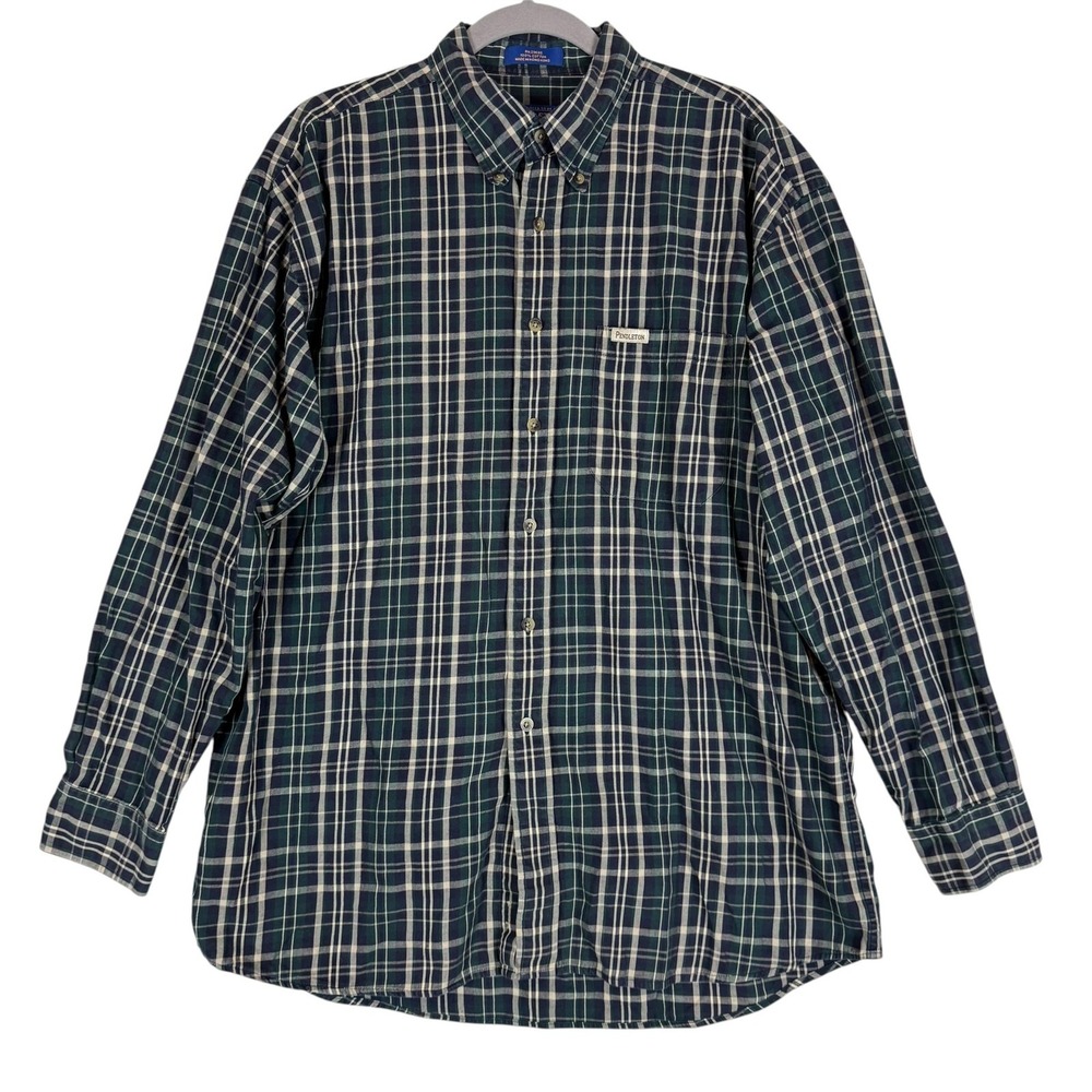 Vintage Pendleton Shirt Mens Large Green Plaid Long Sleeve Button Down Casual
